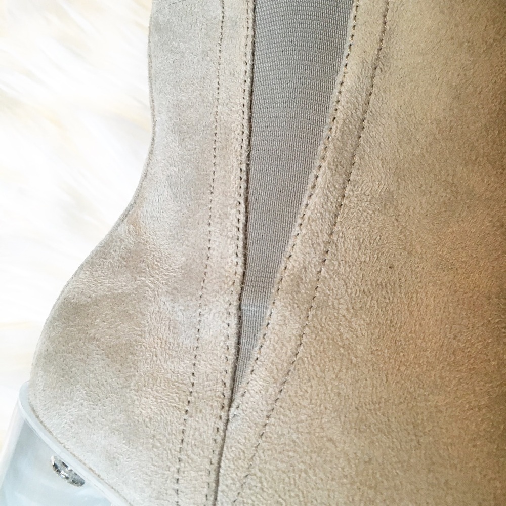 Light Grey Suede Booties With See Through Heel - Picture 7 of 8